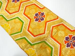 アンティーク　毘沙門亀甲に花模様織出し袋帯（材料）